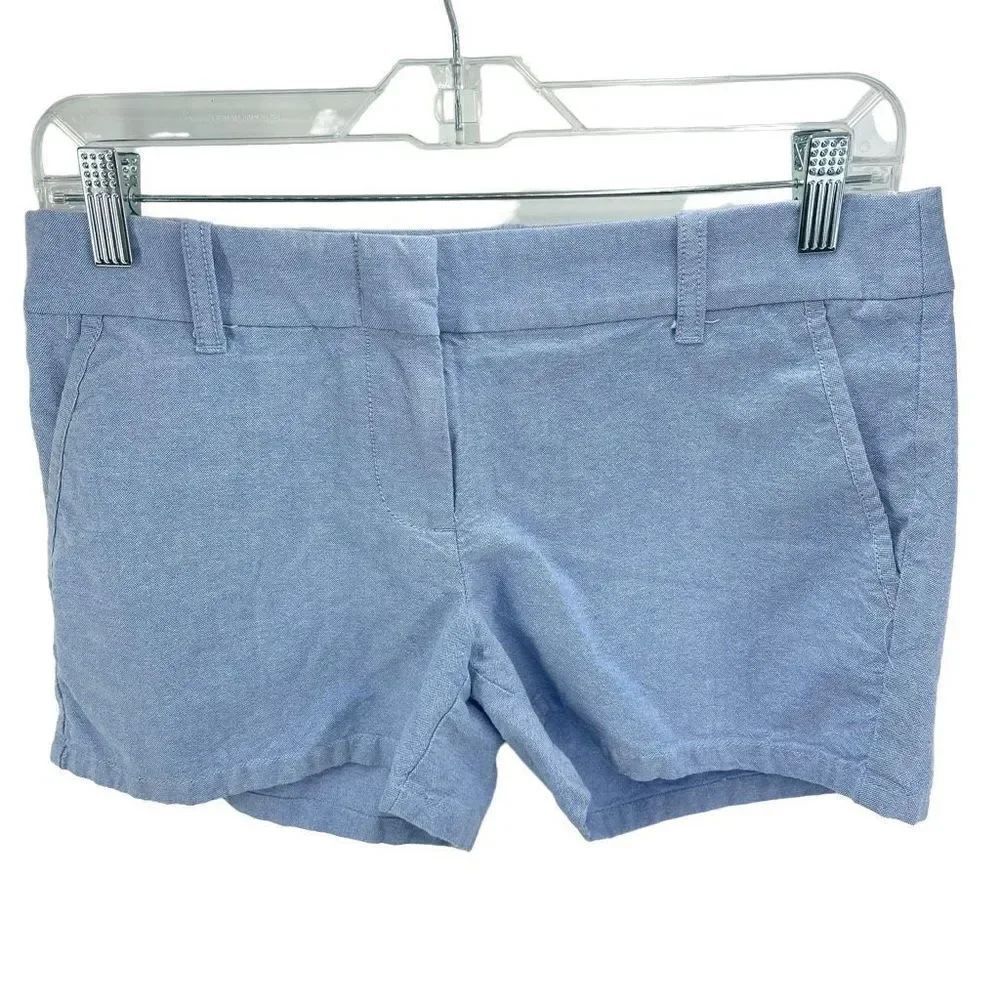 J. Crew Women's Chino Shorts Mid Rise Summer Pockets Solid Cotton Blue Size 2